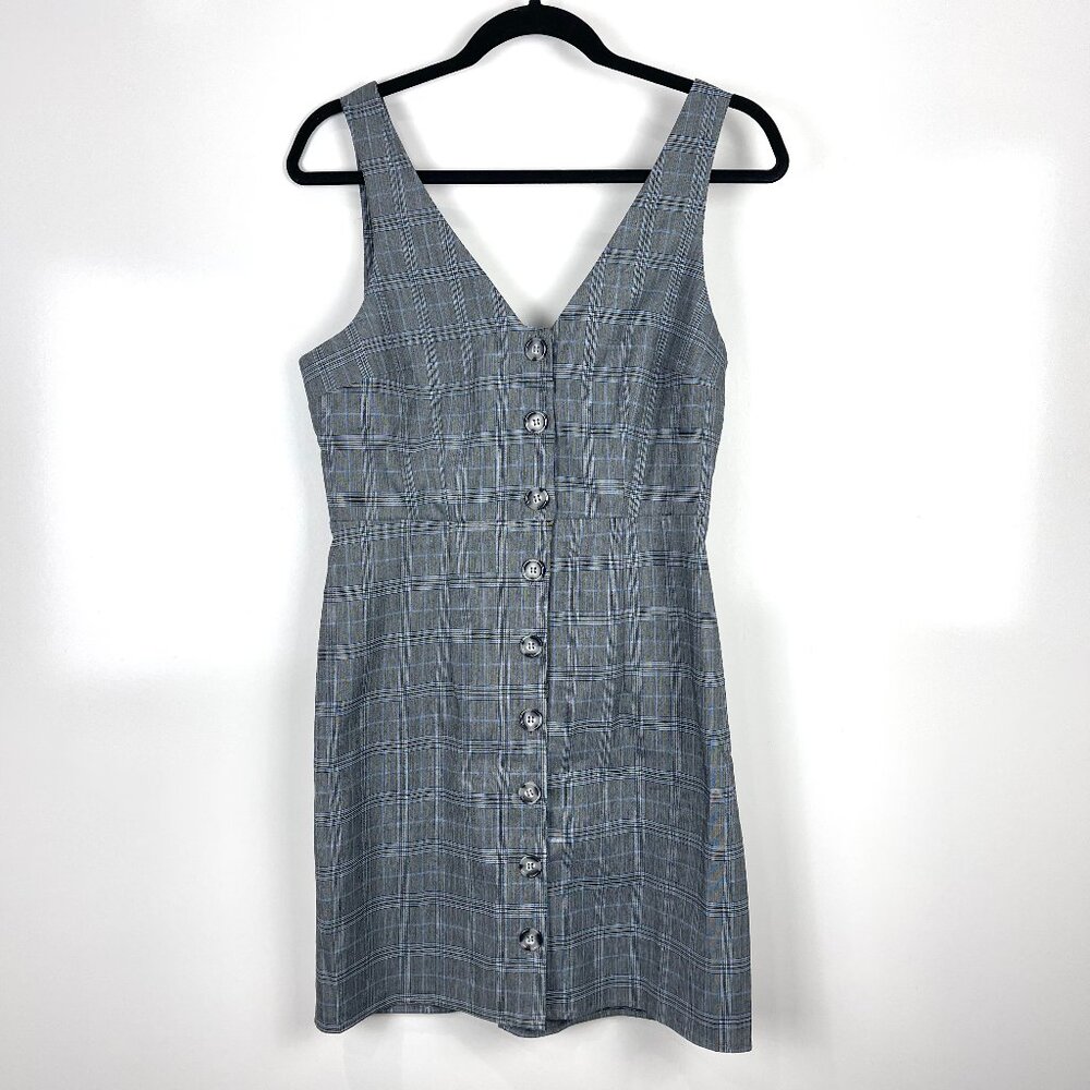 Show Me Your Mumu Arlette Mini Dress Grey Plaid Sleeveless Small 90s Academia